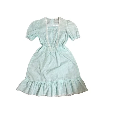 Vintage JCPenney Girls Polkadot Dress PJ’s Size 14 Cottagecore Peasant Prairie - Image 1 of 4