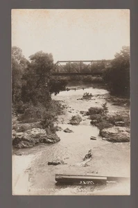 Manchester IOWA RPPC c1915 WAGON BRIDGE River Scene nr Delaware IA B3 - Picture 1 of 3