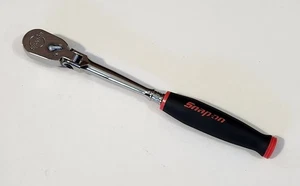 Snap On THLF72 1/4" Drive Dual 80 Soft Grip Long Handle Flex-Head Ratchet RED - Bild 1 von 9