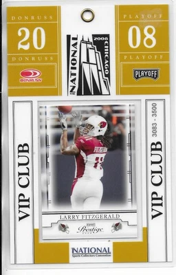 2008 Prestige Football Larry Fitzgerald # 2 National Sports Convention VIP Club - Image 1 of 2