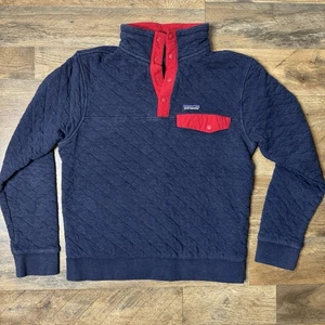 Patagonia Organic Cotton Quilt Snap-T Pullover Navy and Red Sweater Herren Small - Bild 1 von 8