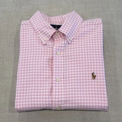 Polo Ralph Lauren Rosa/Blanco Cuadros Guinga Calce Clásico Camisa Oxford Para Hombre L Nueva Foto 1 de 4