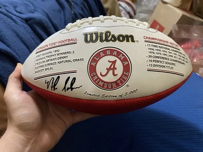 Entrenador Nick Saban Firmado Alabama Crimson Tide 2017 Campeones Nacionales de Fútbol! Foto 1 de 4