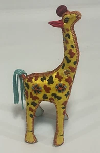 VINTAGE HAND EMBROIDERED SILK CHINESE GIRAFFE ORNAMENT 4.5" X 2" - Picture 1 of 4
