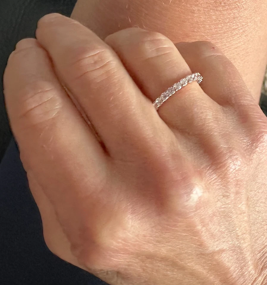 2,5 мм круглый CZ розового золота покрытием стек свадебное кольцо вечность 925 размер 10 - Изображение 1 из 4