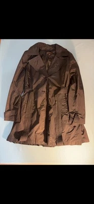 Gabardina Dana Buchman Leopardo Poli Chaqueta de Lluvia Botones Cinturón Bolsillos Pliegues L Foto 1 de 4