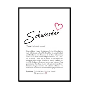 SCHWESTER | Definition Poster & Kunstdrucke | Wandbilder Geschenk - Bild 1 von 4