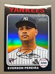 2024 Topps Heritage High # Chrome Black Refractor 348 Everson Pereira RC 19/75 - Bild 1 von 2