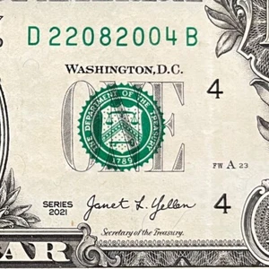 August 22, 2004 (22082004) One Dollar Fancy Serial Number Birthday Note - Picture 1 of 3