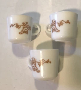 Corning Oriental Flowers Milk Glass Coffee/ Tea Mug Set Of Three 8 Oz.!!! - Picture 1 of 3