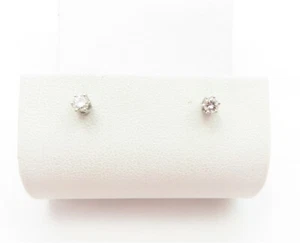 14K White Gold ~1/6CTW Diamond 6-Prong Stud Earrings  - Picture 1 of 4