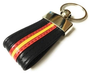 LLAVERO DE PIEL NEGRO CON BANDERA DE ESPAÑA (PRODUCTO ARTESANO 100 %) - Picture 1 of 1