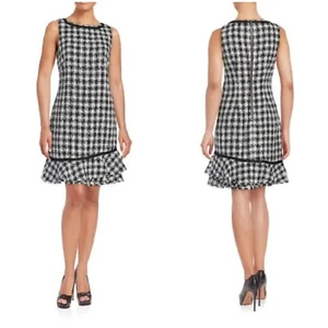 NWT Karl Lagerfeld Paris Shift Dress Sleeveless Grey Black Tweed 6 Medium M $148 - Picture 1 of 5