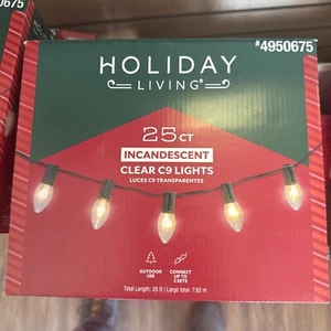 Holiday Living 25 C9 Clear Christmas Lights Green Wire 4950675 lot 10 - Picture 1 of 2