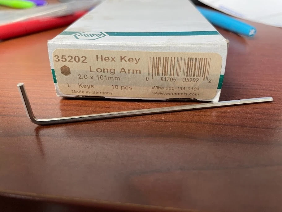 WIHA 35202 HEX KEY 2.0X101MM NICKEL PLATED LONG ARM  - Image 1 of 1