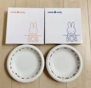 Piatto pasta Miffy Misdo 20,5 cm 2 tipi set di 2 Giappone limitato nuovo - Foto 1 di 7