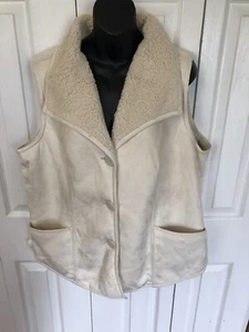 D & Co Denim Company Women's Button up vest beige size large New - Picture 1 of 4