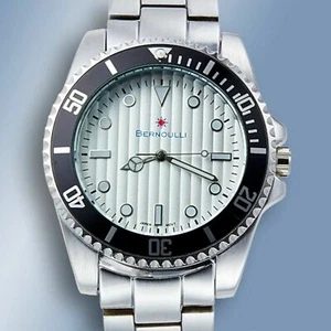 NEW Bernoulli Solarium 62623510 Mens Stainless Steel White/Silver Dial Watch 30M - Picture 1 of 2