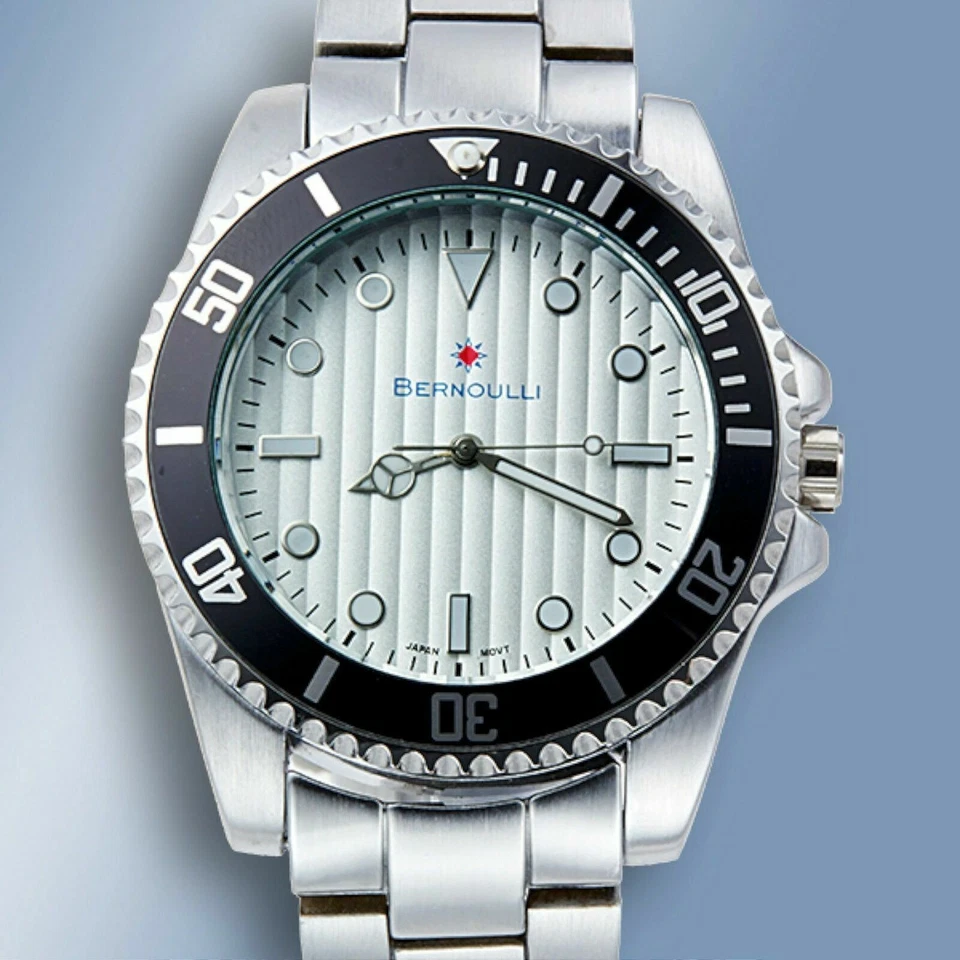 NUEVO Reloj Bernoulli Solarium 62623510 para Hombres Acero Inoxidable Esfera Blanca/Plateada 30M Foto 1 de 2