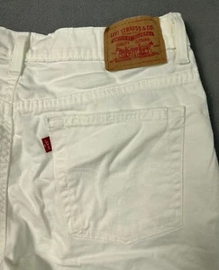 VTG Levis Womens White Jean Denim Shorts Classic Fit Red Tab Hi Rise Stretch Y2K - Picture 1 of 10