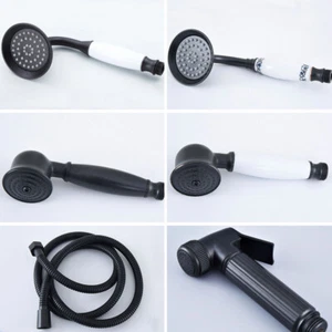 Black Oil Rubbed Bronze Handheld Shower Head Sprayer +1.5m Hose + Wall Bracket - Picture 1 of 16