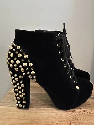Qupid Studded Platform Zip Bootie Lace Up Style Worn 1x - Image 1 of 4