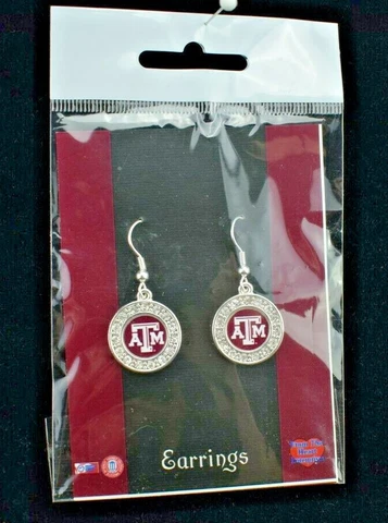 NCAA University Round Team Dangle Earrings (New) Texas A&M Aggies Cover