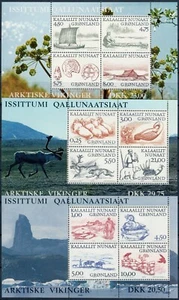 GROENLANDIA. 1999-2001. Vikingos del Ártico, 3 hojas de recuerdo. VF MNH (BG700) - Imagen 1 de 1