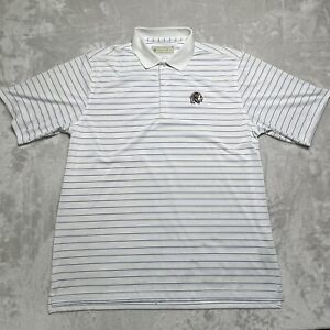 Donald Ross Polo Shirt Mens Extra Large White Blue Striped Indian Head Golf