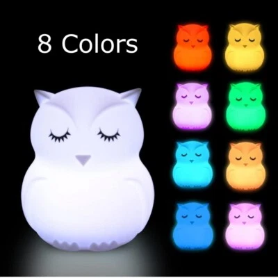 Kids LED Night Light, Color Changing Owl Soft Silicone Night Light Squishy Owl - Image 1 of 4