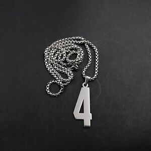 Baseball Necklace Number 4 pendant with 24inch chain S.steel polishing charm