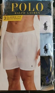 Polo Ralph Lauren 3-Woven Boxers Large (36-38)  Assorted Blues/White   - Picture 1 of 5
