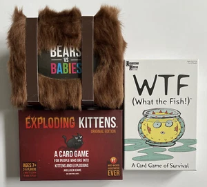 (3 Card Games) Bears VS Babies, Exploding Kittens, WTF (What the Fish) - Picture 1 of 6