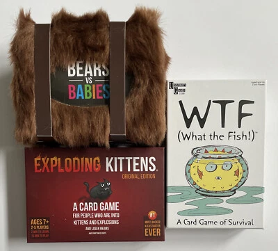 (3 Card Games) Bears VS Babies, Exploding Kittens, WTF (What the Fish) - Image 1 of 4