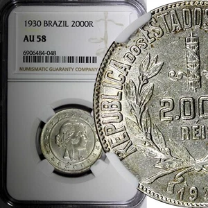 Brasilien Silber 1930 2000 Reis NGC AU58 Rio de Janeiro Mint KM# 526 (48) - Bild 1 von 5