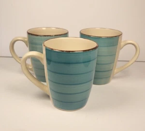Kaffeebecher Royal Norfolk türkis Wirbel mit braunem Rand 3er Set - Bild 1 von 3
