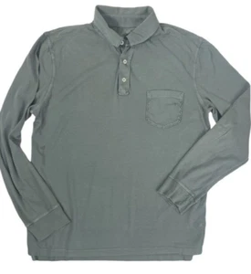 J Crew Broken-In LS Polo Shirt Sage Green Soft Preppy Casual HOLE sz Large - Picture 1 of 7