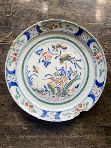 18th c Dutch Delft Polychrome Plate circa 1720 - Picture 1 of 13