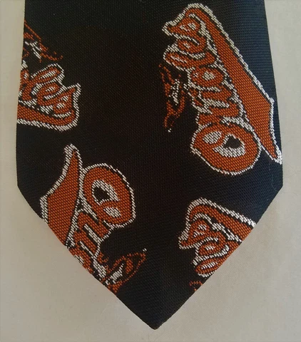 RALPH MARLIN BLACK WHITE ORANGE "MLB" "ORIOLES" POLYESTER TIE / NECKWEAR NWT Cover