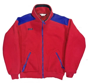 Columbia VTG U.S.A. Made Full Zip Color Block Thick Fleece Jacket Men's Medium - Picture 1 of 3