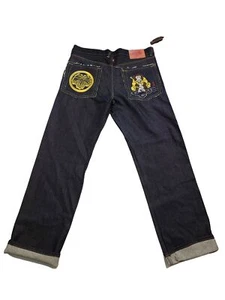 Vintage Y2K 2000s Red Monkey Company Embroidered Pockets Baggy Denim Jeans 38x32 - Bild 1 von 11