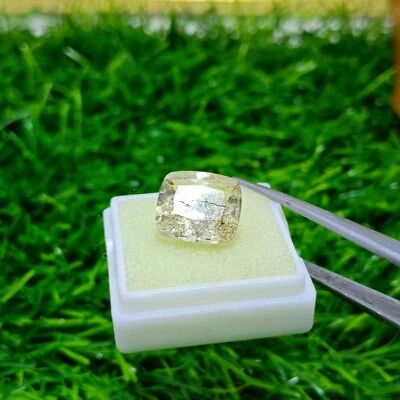 7 Carats Cusion Cut Light Yellow Color Natural Rare Beautiful Scapolite Gemstone - Image 1 of 4