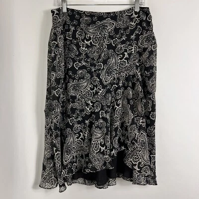 Chaps Skirt Women's Size 10 Below Knee Asymmetric Paisley Lightweight Chiffon - Image 1 of 4