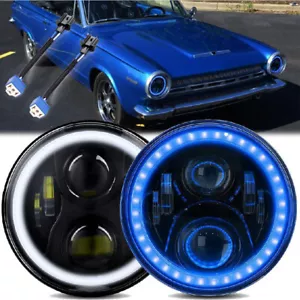 2pcs 7" Round LED Headlights Hi/Lo Sealed Beam Blue DRL Fit Dodge Dart 1964-1976 - Picture 1 of 8