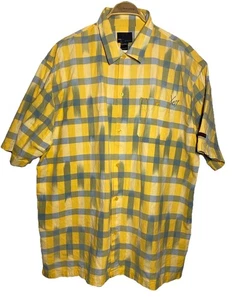 Fubu Collection Woven Mens 3XL Yellow SS Button Up Y2K Hip Hop - Picture 1 of 10