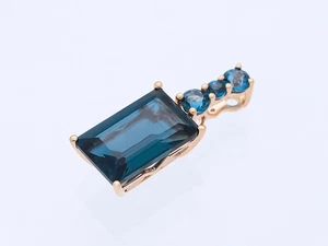 Colgante Top Price 4,60 quilates London Blue Topase 750 oro rosa 18 quilates nuevo Deta - Imagen 1 de 6