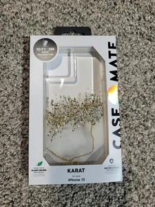 Custodia Mate iPhone 13 Ombra Oro Trasparente Glitter Marmo Custodia Cellulare Antibatterica - Foto 1 di 7