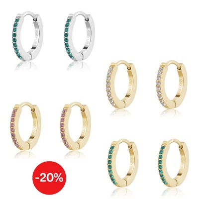 Sagapo Orecchini Cerchietto Donna Acciaio con Cristalli S'agapo Dazzly - Immagine 1 di 2