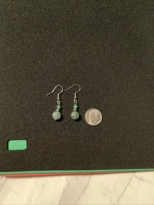 Handmade Green Aventurine Gemstone Crystal Accent Dangle Style Earrings - Picture 1 of 3