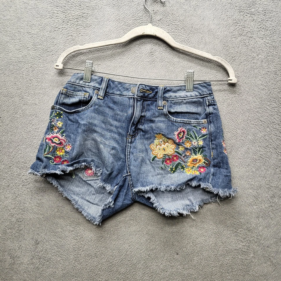 Pantalones Cortos Mujer Miss Me 25 Azul Denim Floral Bordado M2126H Foto 1 de 4